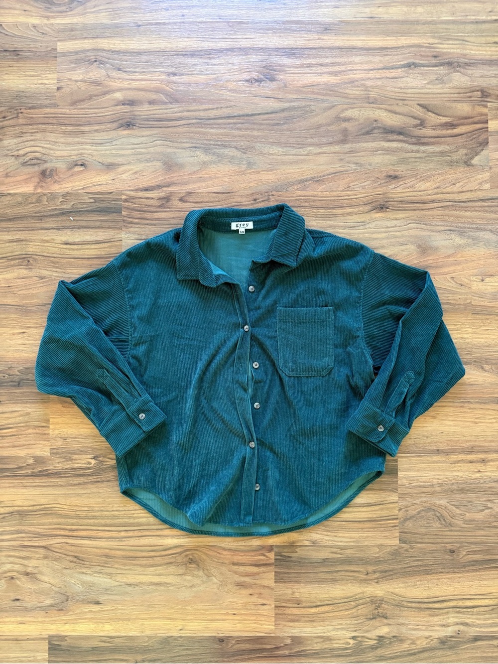 Green Corduroy Oversized Button Up